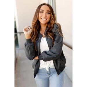 NEW AMPERSAND AVE essential bomber jacket in charcoal